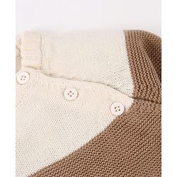 Babyhug Knit Full Sleeves Pullover Sweater with Stripe Design & Animal Patch Embroidery - Navy Blue Beige & Blue