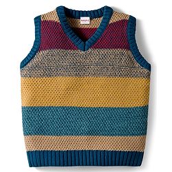 Babyhug Knit Sleeveless Pullover Sweater Vest with Stripes - Multicolor