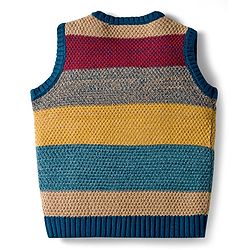 Babyhug Knit Sleeveless Pullover Sweater Vest with Stripes - Multicolor
