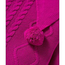 Babyhug Knit Full Sleeves Pullover Sweater with Cable Knit & Pom Pom Design - Dark Pink