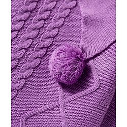 Babyhug Knit Full Sleeves Pullover Sweater with Cable Knit & Pom Pom Design - Dark Pink