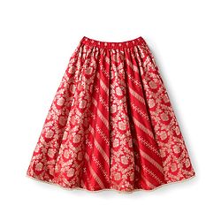 Babyhug Brocade Woven Half Sleeves Choli Lehenga & Dupatta Set With Floral Print - Red