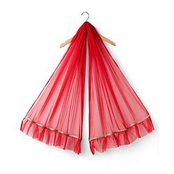 Babyhug Brocade Woven Half Sleeves Choli Lehenga & Dupatta Set With Floral Print - Red