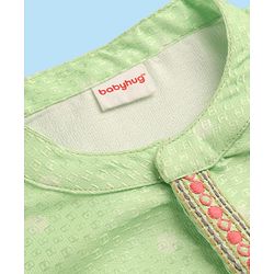 Babyhug Woven Full Sleeves Kurta Pajama Set With Floral Print - Light Green