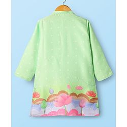 Babyhug Woven Full Sleeves Kurta Pajama Set With Floral Print - Light Green