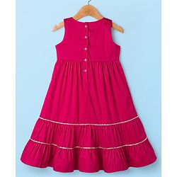 Babyhug Woven Layered Ethnic Dress with Three Fourth Sleeves Jacket & Flora Print - Off White