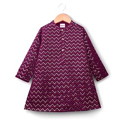 Babyhug Woven Full Sleeves Kurta Pajama Set with Sequin Detailing - Maroon