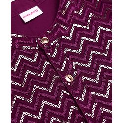 Babyhug Woven Full Sleeves Kurta Pajama Set with Sequin Detailing - Maroon