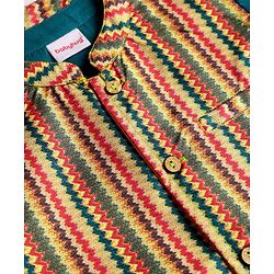 Babyhug Cotton Woven Full Sleeves Solid Kurta Pajama Set with Printed Jacket - Teal Blue