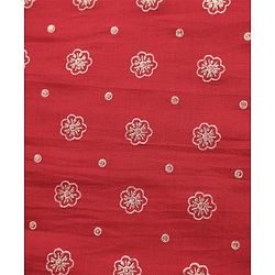 Babyhug Cotton Woven Full Sleeves Kurta with Floral Glitter Print - Red