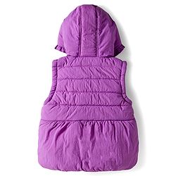 Babyhug Woven Sleeveless Padded Hooded Jacket With Bow Applique - Purple