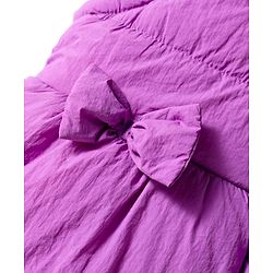 Babyhug Woven Sleeveless Padded Hooded Jacket With Bow Applique - Purple