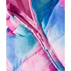 Babyhug Woven Full Sleeves Hooded Padded Jacket With Tie & Dye Print - Pink & Blue