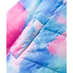 Babyhug Woven Full Sleeves Hooded Padded Jacket With Tie & Dye Print - Pink & Blue
