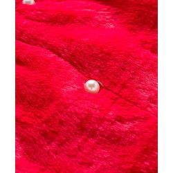 Babyhug Woven Full Sleeves Hooded Fur Winter Jacket with Pearl Detailing & Ear Applique - Red