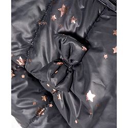 Babyhug Woven Full Sleeves Hooded Padded Jacket With Foil Star Print - Charcoal Grey