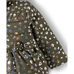 Babyhug Woven Full Sleeves Printed Hooded Padded Jacket With Bow Applique - Olive Green