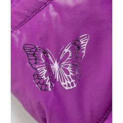 Babyhug Woven Full Sleeves Hooded Padded Jacket With Butterfly Print - Purple