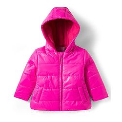 Babyhug Woven Full Sleeves Solid Hooded Padded Jacket - Dark Pink