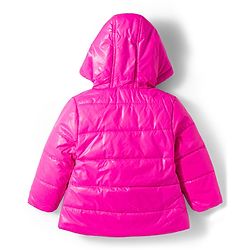 Babyhug Woven Full Sleeves Solid Hooded Padded Jacket - Dark Pink