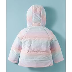 Babyhug Woven Full Sleeves Hooded Jacket with Crown Detailing - Pink & Light Blue
