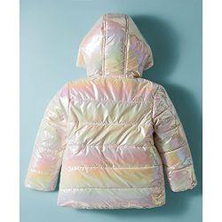 Babyhug Woven Full Sleeves Hooded Padded Jacket With Ombre Effect - Multicolor