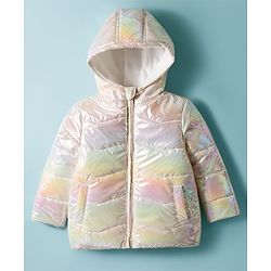 Babyhug Woven Full Sleeves Hooded Padded Jacket With Ombre Effect - Multicolor