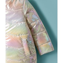 Babyhug Woven Full Sleeves Hooded Padded Jacket With Ombre Effect - Multicolor