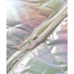 Babyhug Woven Full Sleeves Metallic Solid Hooded Padded Jacket - White