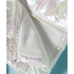 Babyhug Woven Full Sleeves Metallic Solid Hooded Padded Jacket - White