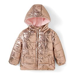 Babyhug Woven Full Sleeves Solid Metallic Color Hooded Padded Jacket - Pink
