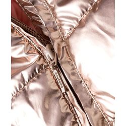 Babyhug Woven Full Sleeves Solid Metallic Color Hooded Padded Jacket - Pink