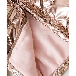 Babyhug Woven Full Sleeves Solid Metallic Color Hooded Padded Jacket - Pink
