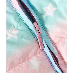 Babyhug Woven Full Sleeves Hooded Padded Jacket With Ear Applique & Star Print - Multicolour