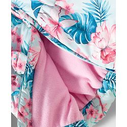 Babyhug Woven Full Sleeves Hooded Padded Jacket with Floral Print & Bow Applique - Pink & Blue