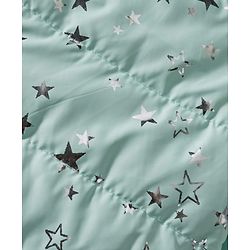 Babyhug Woven Full Sleeves Hooded Padded Jacket With Foil Star Print - Aqua Blue