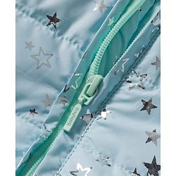 Babyhug Woven Full Sleeves Hooded Padded Jacket With Foil Star Print - Aqua Blue