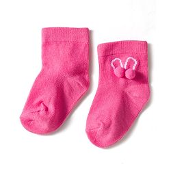 Cute Walk by Babyhug Knit Ankle Length Socks with 3D Pompom Applique Pack of 3 - Multicolor