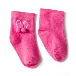 Cute Walk by Babyhug Knit Ankle Length Socks with 3D Pompom Applique Pack of 3 - Multicolor