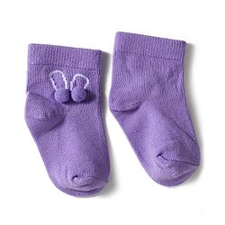 Cute Walk by Babyhug Knit Ankle Length Socks with 3D Pompom Applique Pack of 3 - Multicolor