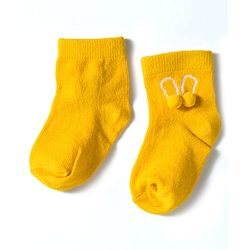 Cute Walk by Babyhug Knit Ankle Length Socks with 3D Pompom Applique Pack of 3 - Multicolor