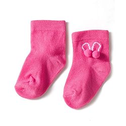 Cute Walk by Babyhug Knit Ankle Length Socks with 3D Pompom Applique Pack of 3 - Multicolor