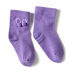 Cute Walk by Babyhug Knit Ankle Length Socks with 3D Pompom Applique Pack of 3 - Multicolor