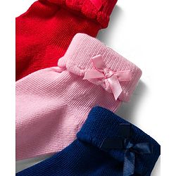 Cute Walk by Babyhug Knit Ankle Length Socks with 3D Bow Applique Pack of 3 - Multicolor