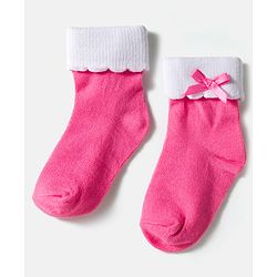 Cute Walk by Babyhug Knit Ankle Length Socks with 3D Bow Applique Pack of 3 - Multicolor