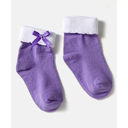 Cute Walk by Babyhug Knit Ankle Length Socks with 3D Bow Applique Pack of 3 - Multicolor