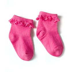Cute Walk by Babyhug Knit Ankle Length Socks with 3D Lace Detailing Pack of 3 - Multicolor