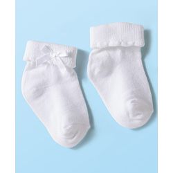 Cute Walk by Babyhug Knit Ankle Length Socks with 3D Bow Applique Pack of 3 - Multicolor