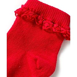 Cute Walk by Babyhug Knit Ankle Length Socks with 3D Lace Detailing Pack of 3 - Multicolor