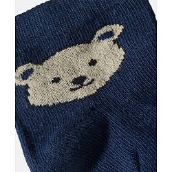 Cute Walk by Babyhug Knit Ankle Length Anti Bacterial Anti Skid Socks with Stripes & Animal Design Pack of 3 - White & Navy Blue